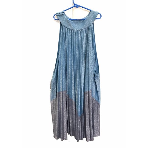 Free People Pleated Love Mini Dress blue purple sp - Picture 2 of 15